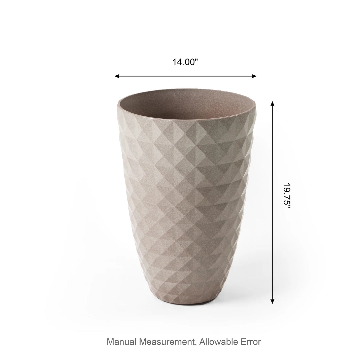 Glitzhome 19.75" H Eco-Friendly Oversized Faux Ceramic Diamond Textured Tall Planter Porch Flowerpot (Set of 2)