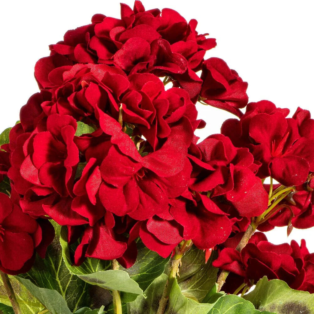 Vickerman 18" Artificial Red Geranium Bush, 4 Pack