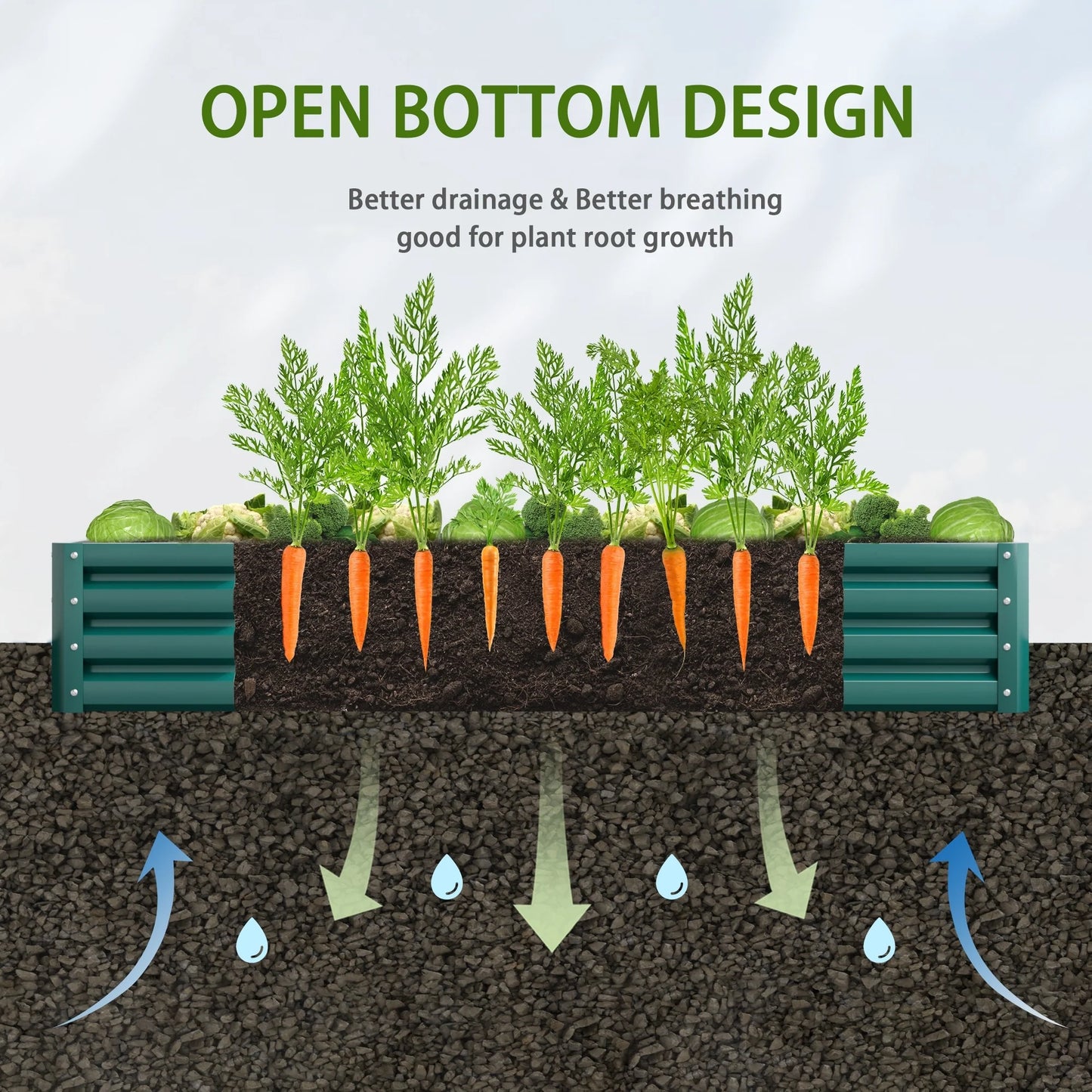 Homall Galvanized Raised Metal Planter Box Garden Bed Planter