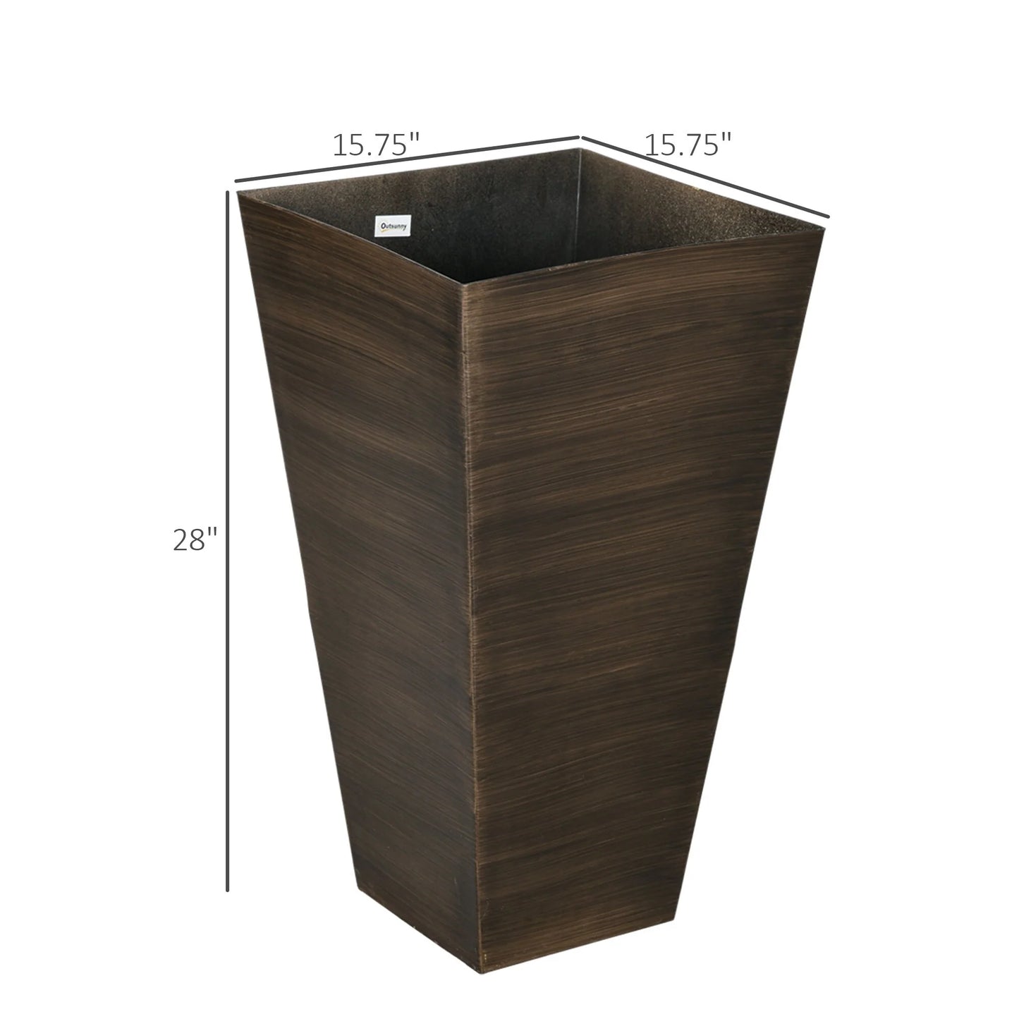 Outsunny 28" Tall Outdoor Planters, Set of 3 Large Taper Planters with Drainage Holes and Plug