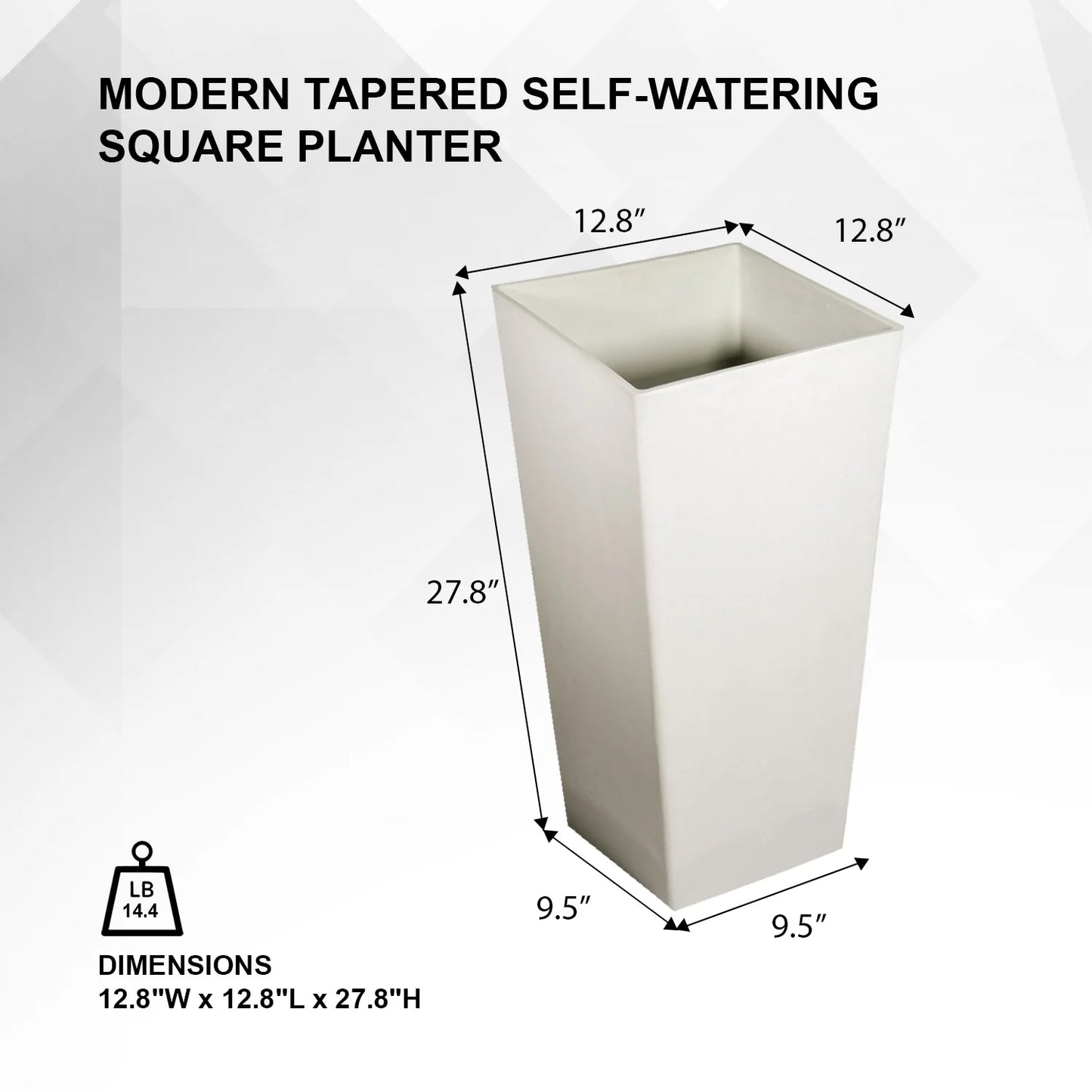 XBrand Modern Square Tapered Planter – 28" or 30" Tall, Indoor & Outdoor Use