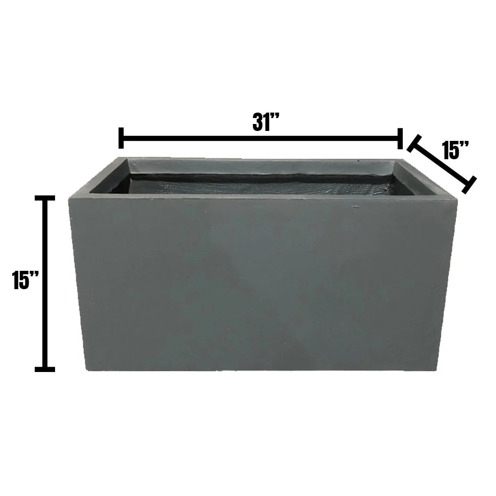 Durx-litecrete Lightweight Concrete Modern Long Granite Color Low Planter-Large - 31.1'x14.6'x14.8'