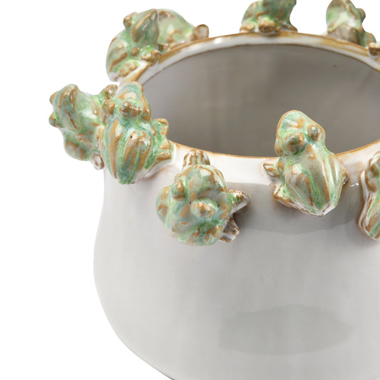 Decorative Stoneware Planter on Rim