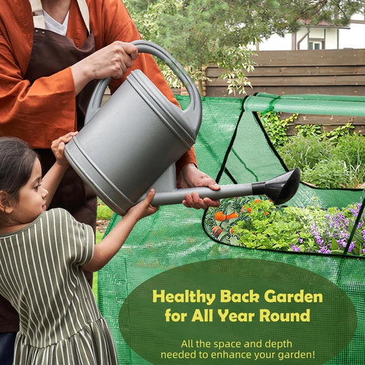 8x4x2ft Galvanized Raised Garden Bed with Cover Metal Planter Box