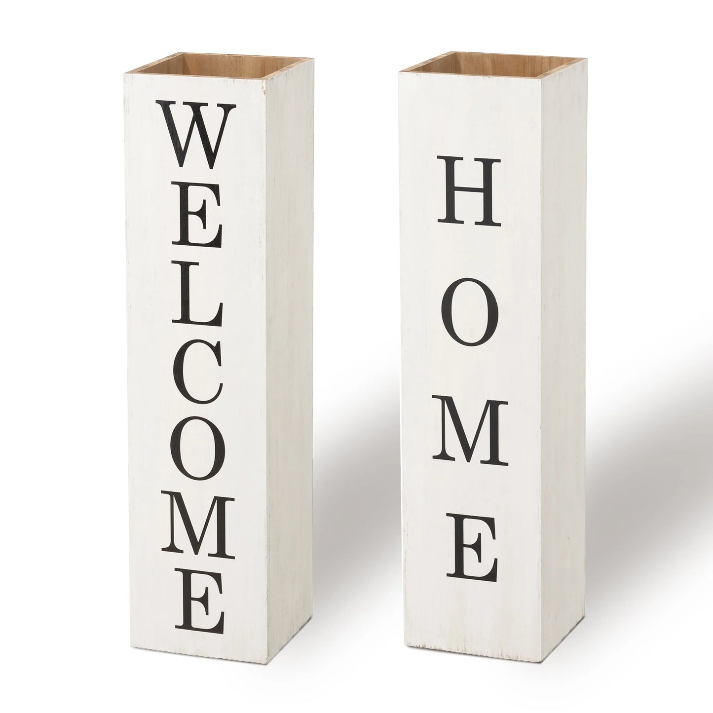 Glitzhome 30"H Rustic Welcome & Home or Welcome & Porch Double Sided Wooden Planter Sign Front Door Decor(2025 Quality-upgraded)