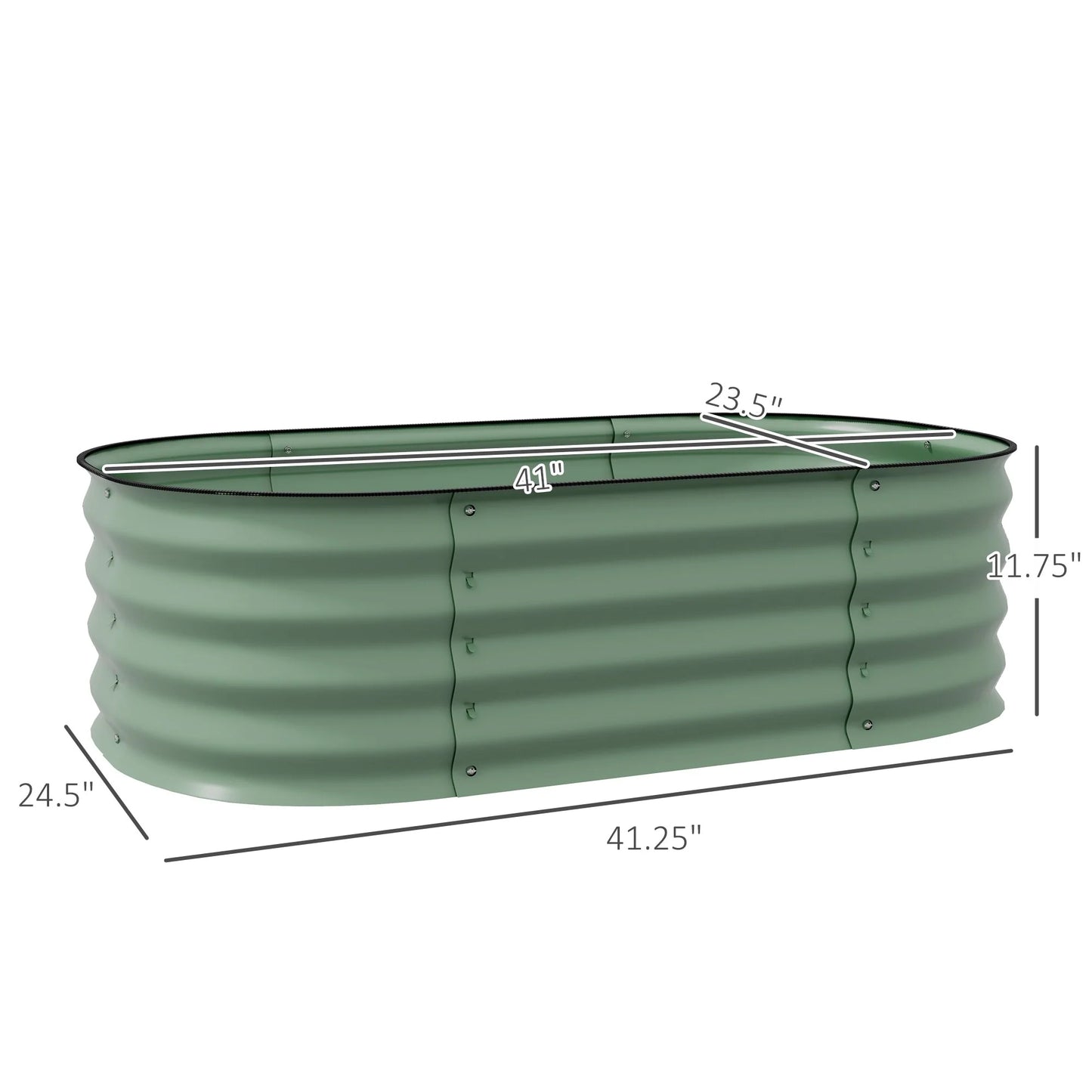 Outsunny 3.4' x 2' x 1' Galvanized Raised Garden Bed Kit, Outdoor Metal Elevated Planter Box with Safety Edging