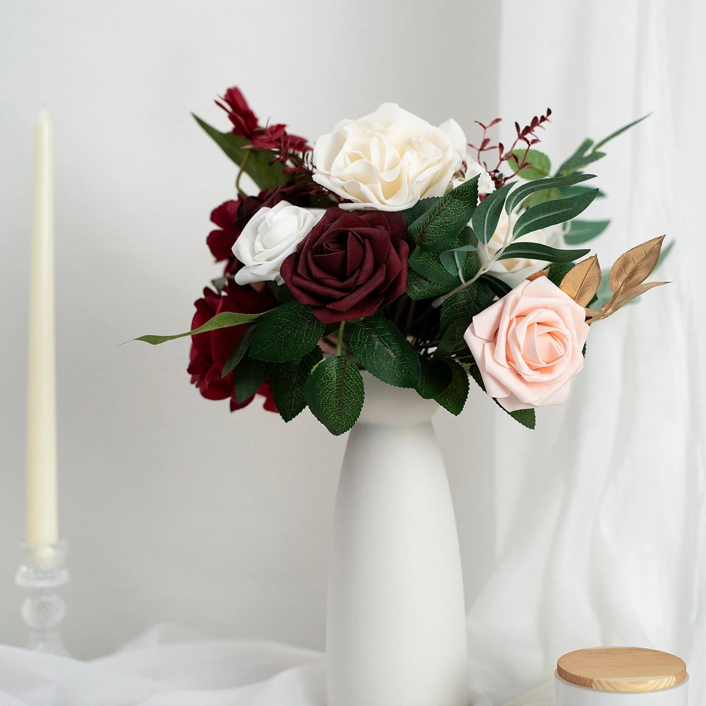 11 Inch Wedding Bouquet, Boho Bridesmaid Bouquet, Real Touch Bridal Bouquet, Floral Arrangement for Wedding
