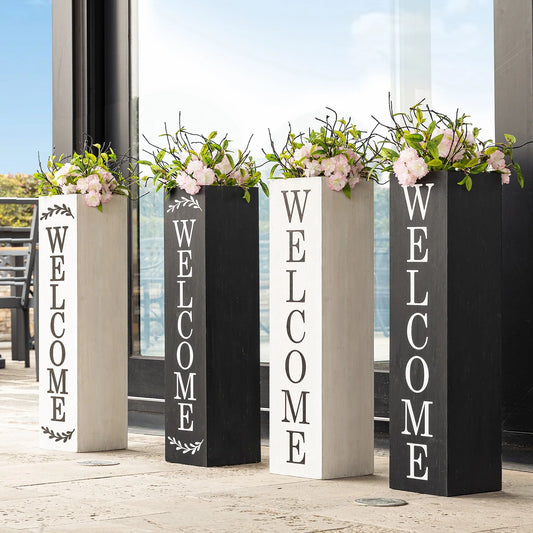 Glitzhome 30"H Rustic Welcome & Home or Welcome & Porch Double Sided Wooden Planter Sign Front Door Decor(2025 Quality-upgraded)