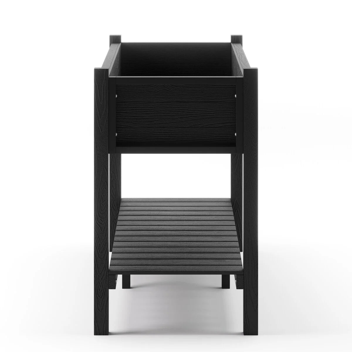 LUE BONA Patio Plastic Raised Elevated Garden Bed HDPS Planter Box Stand with Storage Shelf and Legs