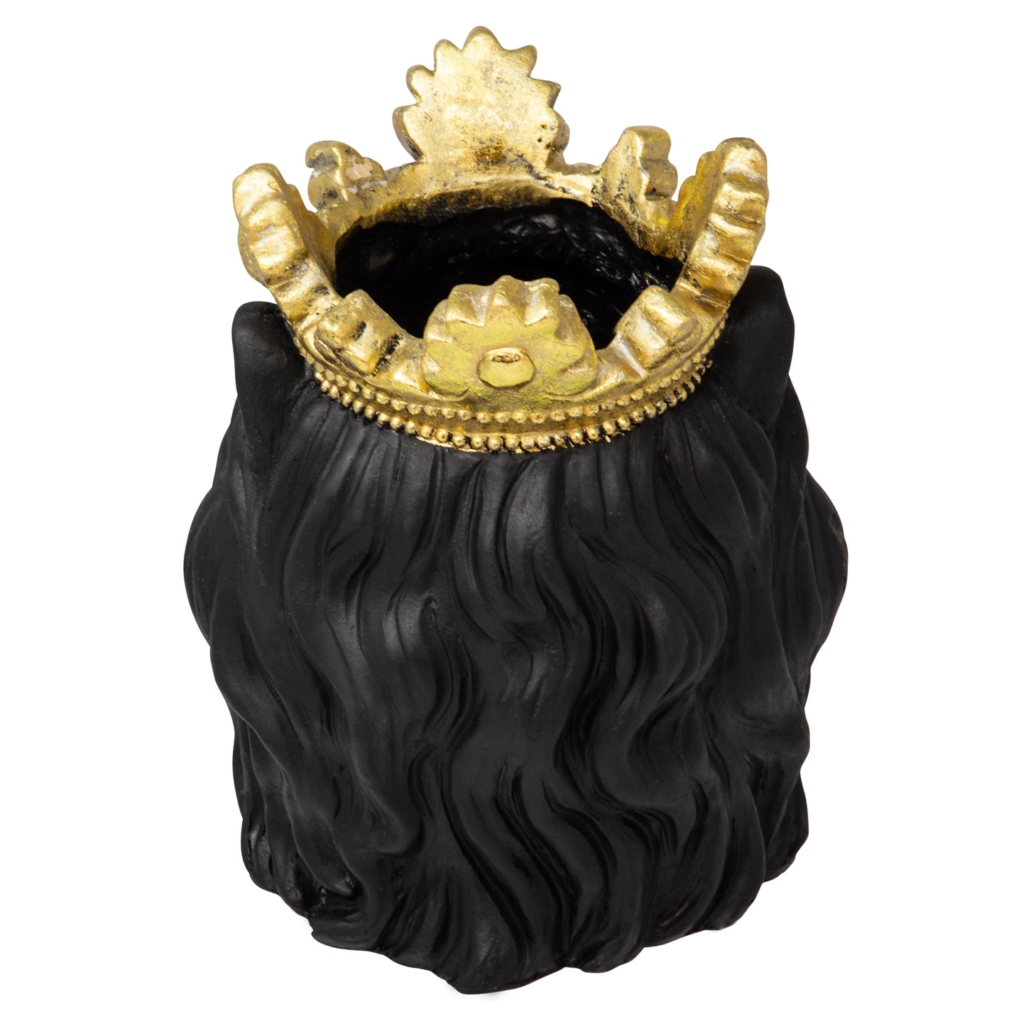 Sagebrook Home Black Resin 9" Lion with Crown Planter - 9.0" x 7.0" x 9.0"