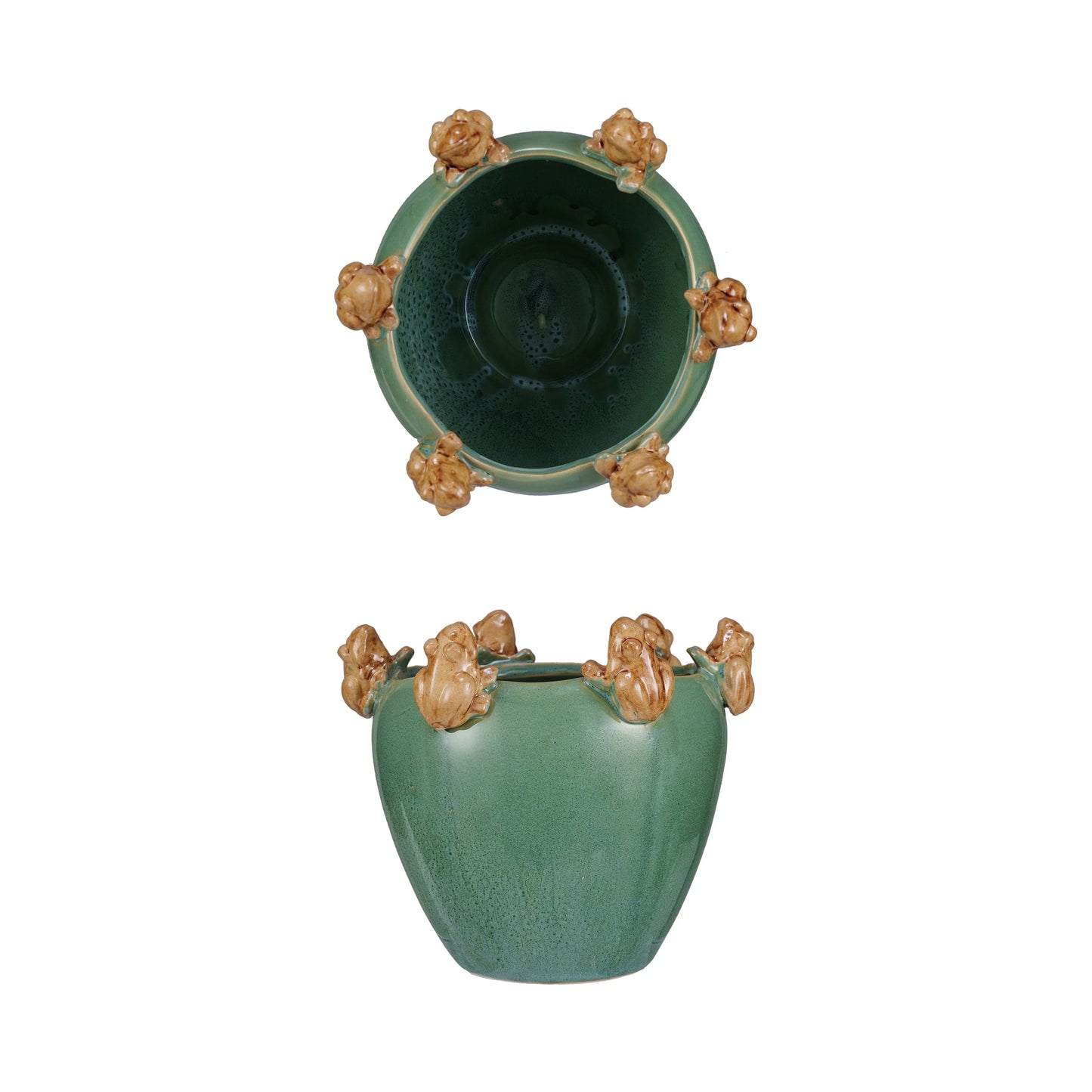 Decorative Stoneware Planter on Rim
