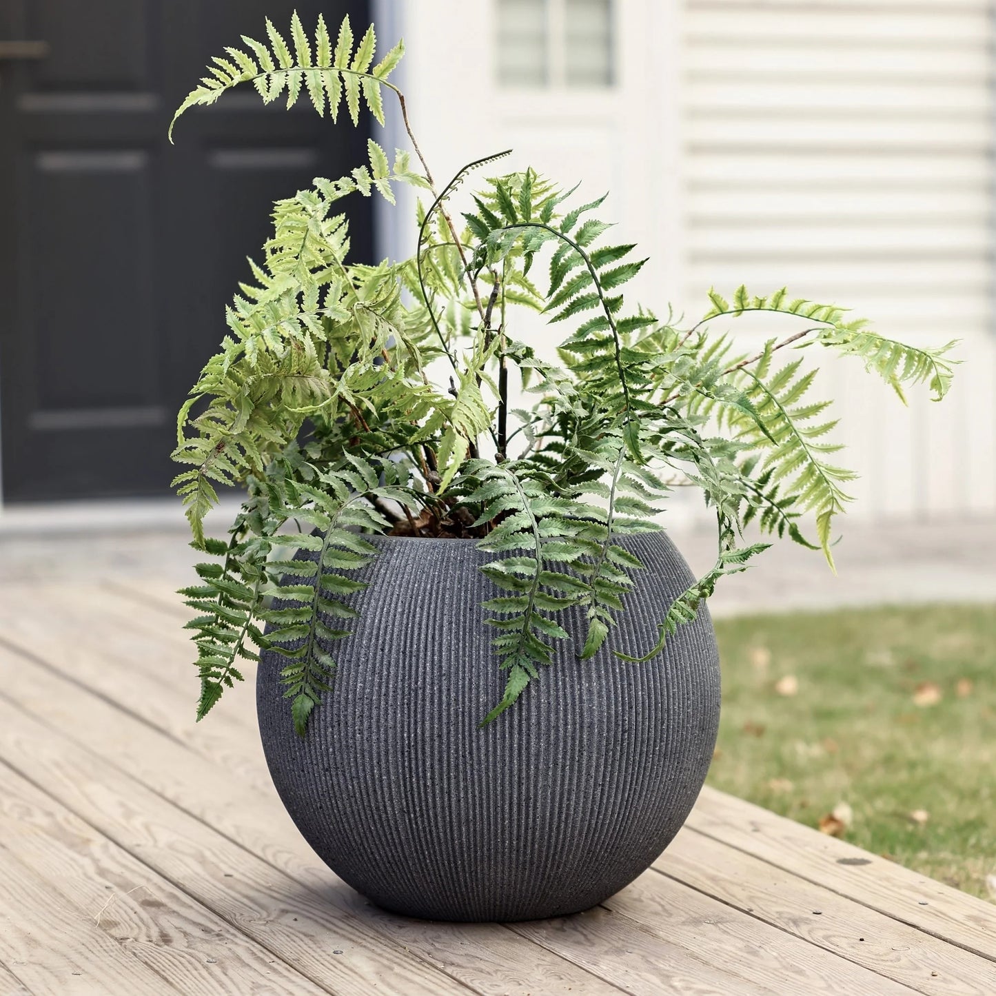 14.5" Round Bowl Plastic Planter, Mediterranean Style
