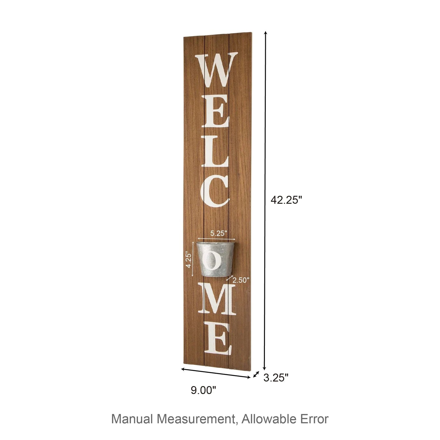 Glitzhome 42-inch Wooden Welcome Porch Sign Wall Decor with Metal Planter