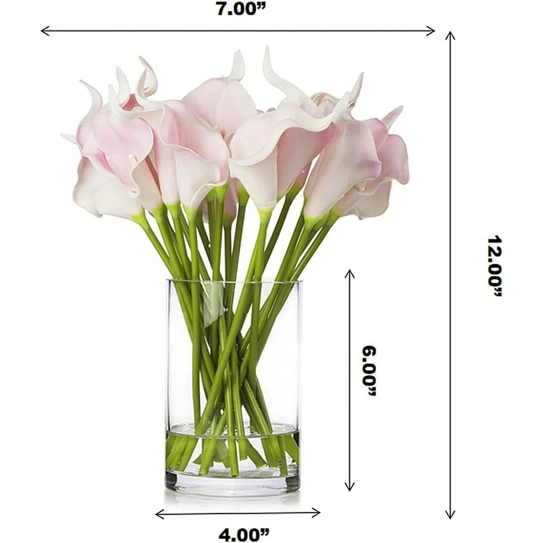 Enova Home 20 Pieces Real Touch Faux Calla Lily Artificial Flowers in Vase with Faux Water for Dining Table Decor, Wedding Event