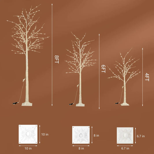 LED Lighted Birch Tree with Fairy Lights for Decoration Inside Outside