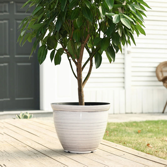 Ivory White Bell Round Recyled Plastic Planter