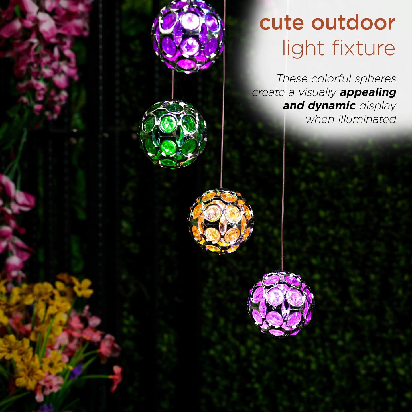 Solar Hanging Gem Multi-Color Sphere Mobile with LED Light