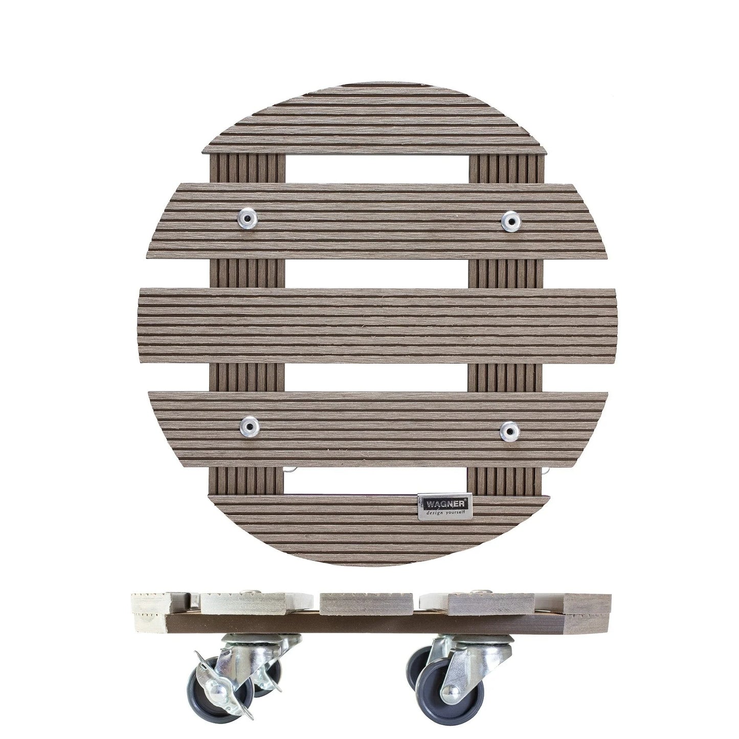 WAGNER design yourself 11.4" Round WPC Plant Caddy, Indoor/Outdoor, with Brakes