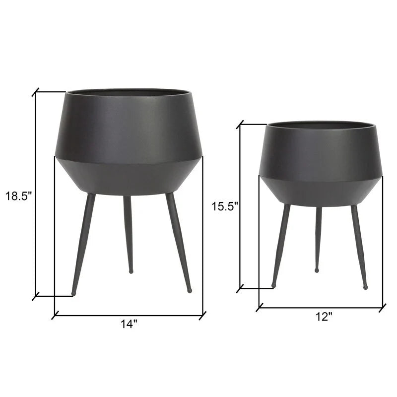 Huxley Mid Century Modern Planters - White (Set of 2)