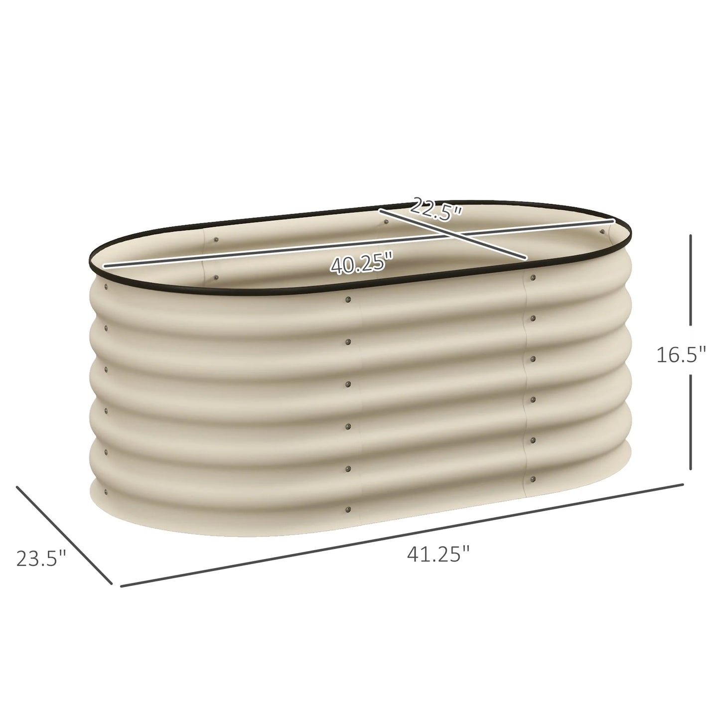 Outsunny 3.4' x 2' x 1.4' Galvanized Raised Garden Bed Kit, Outdoor Metal Elevated Planter Box