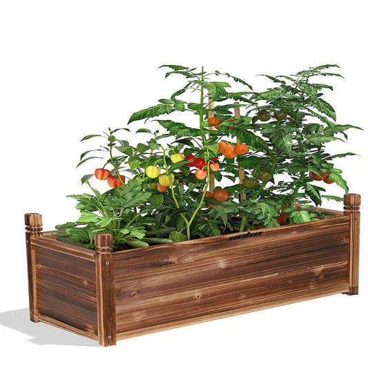 Raised Planter Trough Wood Garden Vegetables Raised Box Outdoor