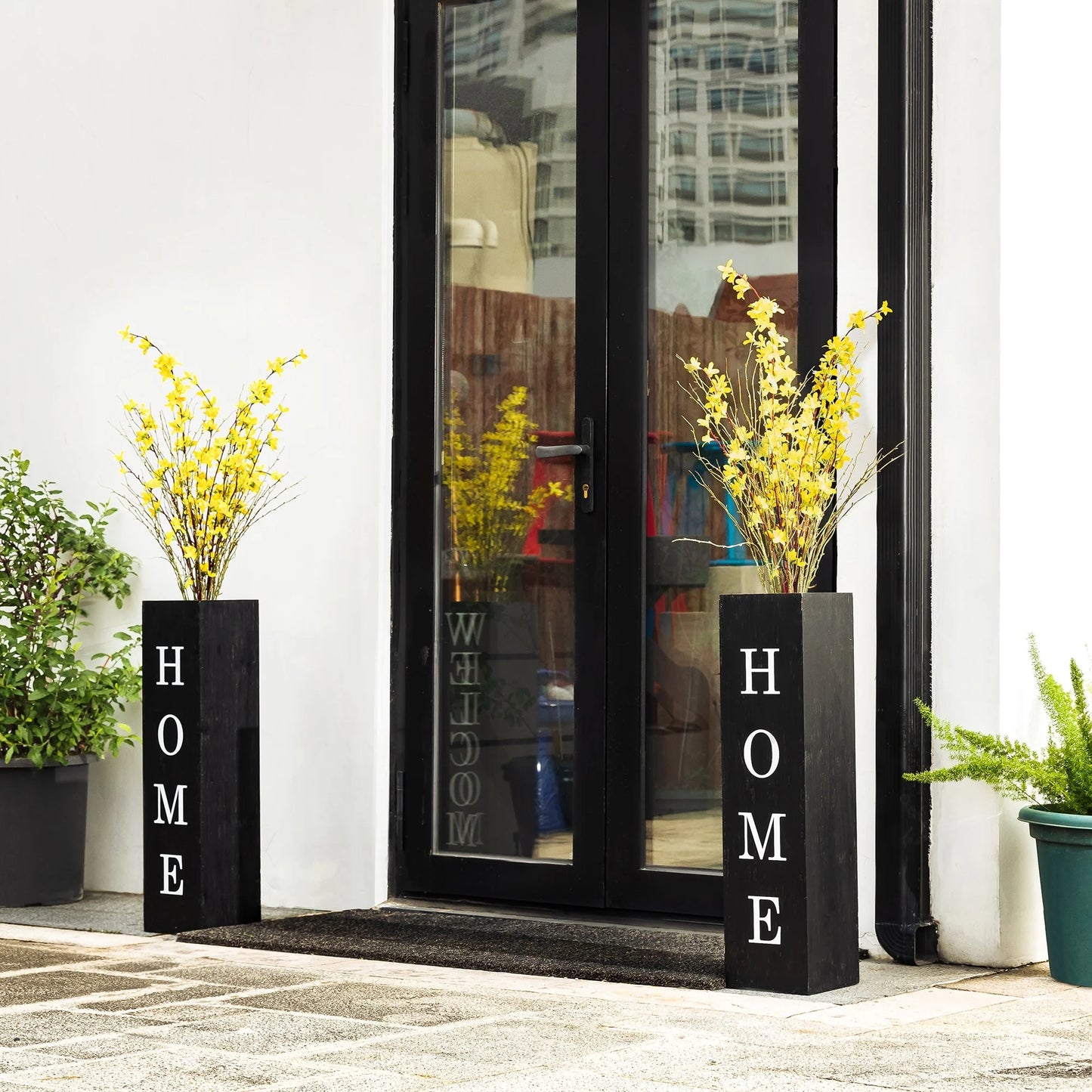 Glitzhome 30"H Rustic Welcome & Home or Welcome & Porch Double Sided Wooden Planter Sign Front Door Decor(2025 Quality-upgraded)
