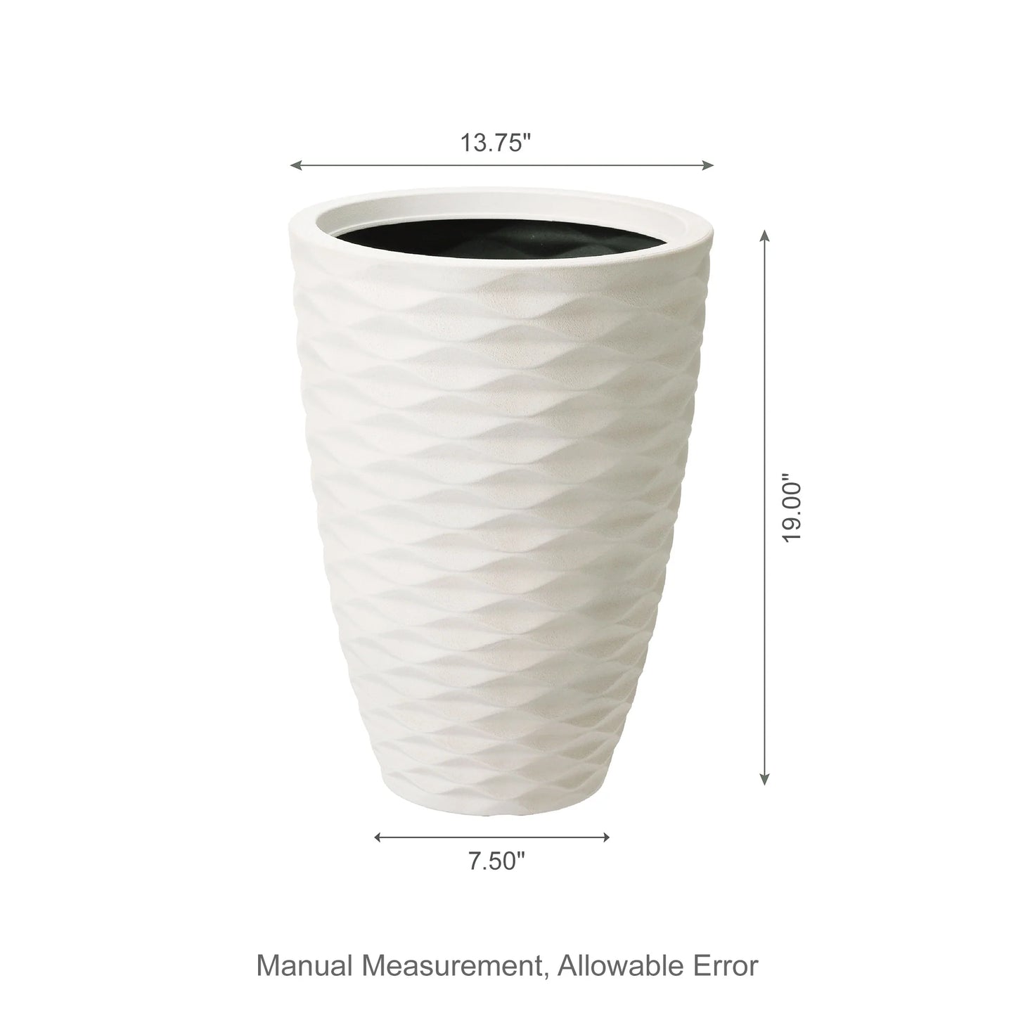 Glitzhome 19"H Set of 2 Modern Oversized Tall Planter Flowerpot Eco-Friendly Wave/ Diamond Textured Plant Pot