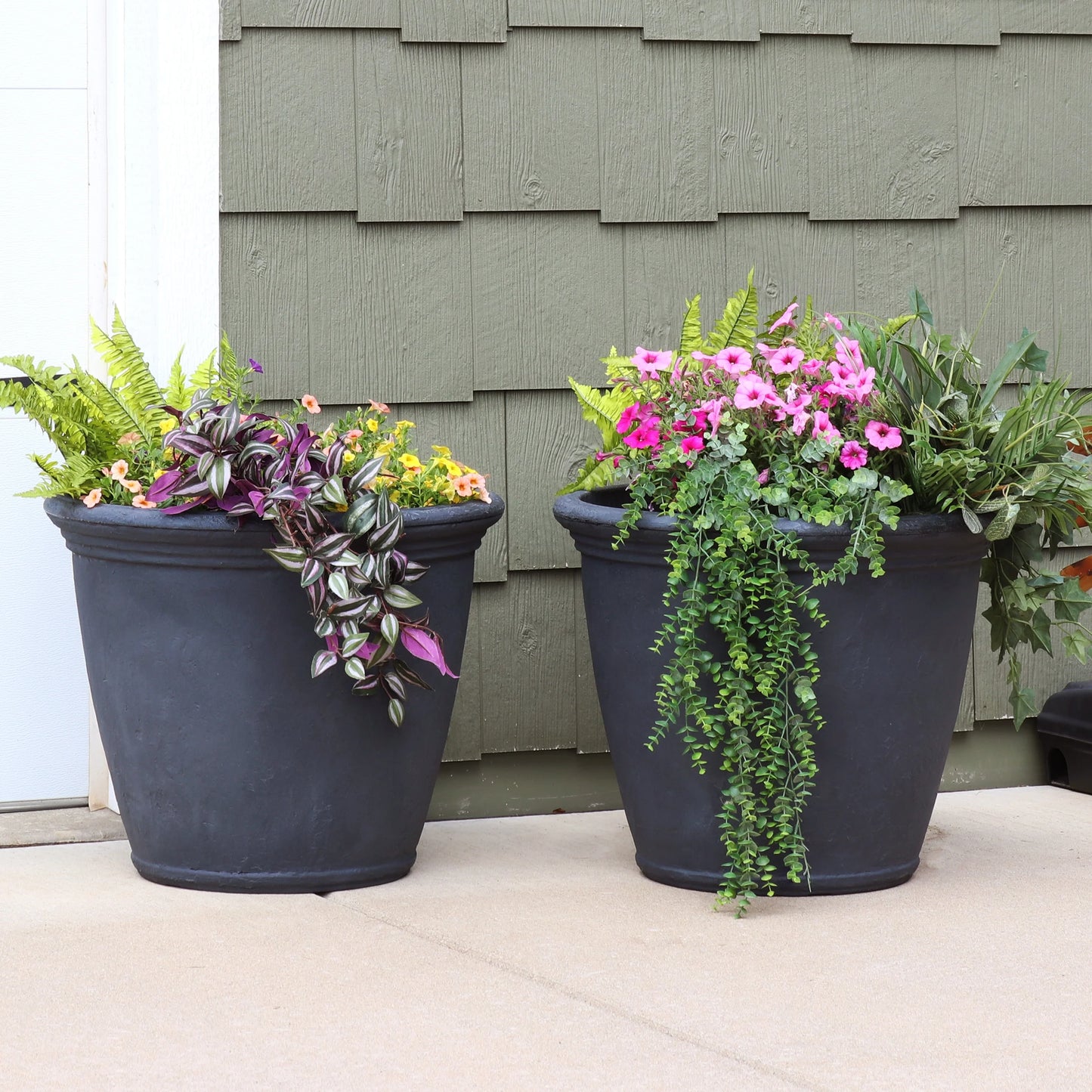 Sunnydaze Anjelica Outdoor Flower Pot Planter - Slate Finish - 24-Inch