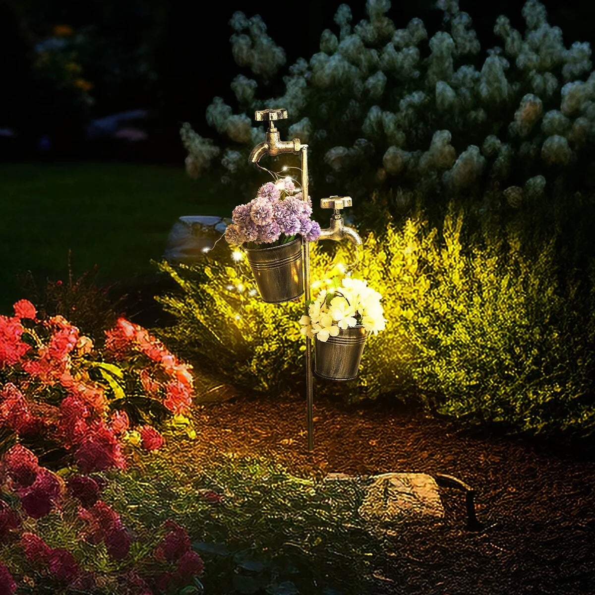 Solar Shower Garden Art Light Decoration LED Fairy Lights with Planter