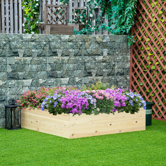 Outsunny 46'' x 46'' Raised Garden Bed Elevated Wooden Planter Box for Backyard, Patio to Grow Vegetables, Herbs, and Flowers