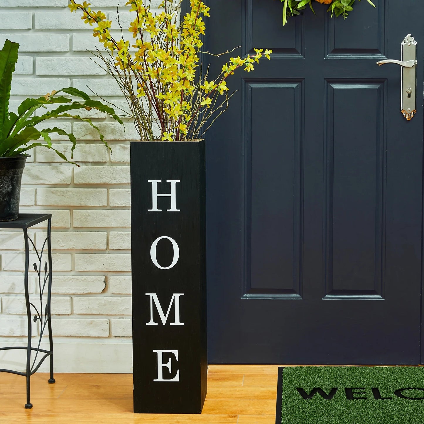 Glitzhome 30"H Rustic Welcome & Home or Welcome & Porch Double Sided Wooden Planter Sign Front Door Decor(2025 Quality-upgraded)