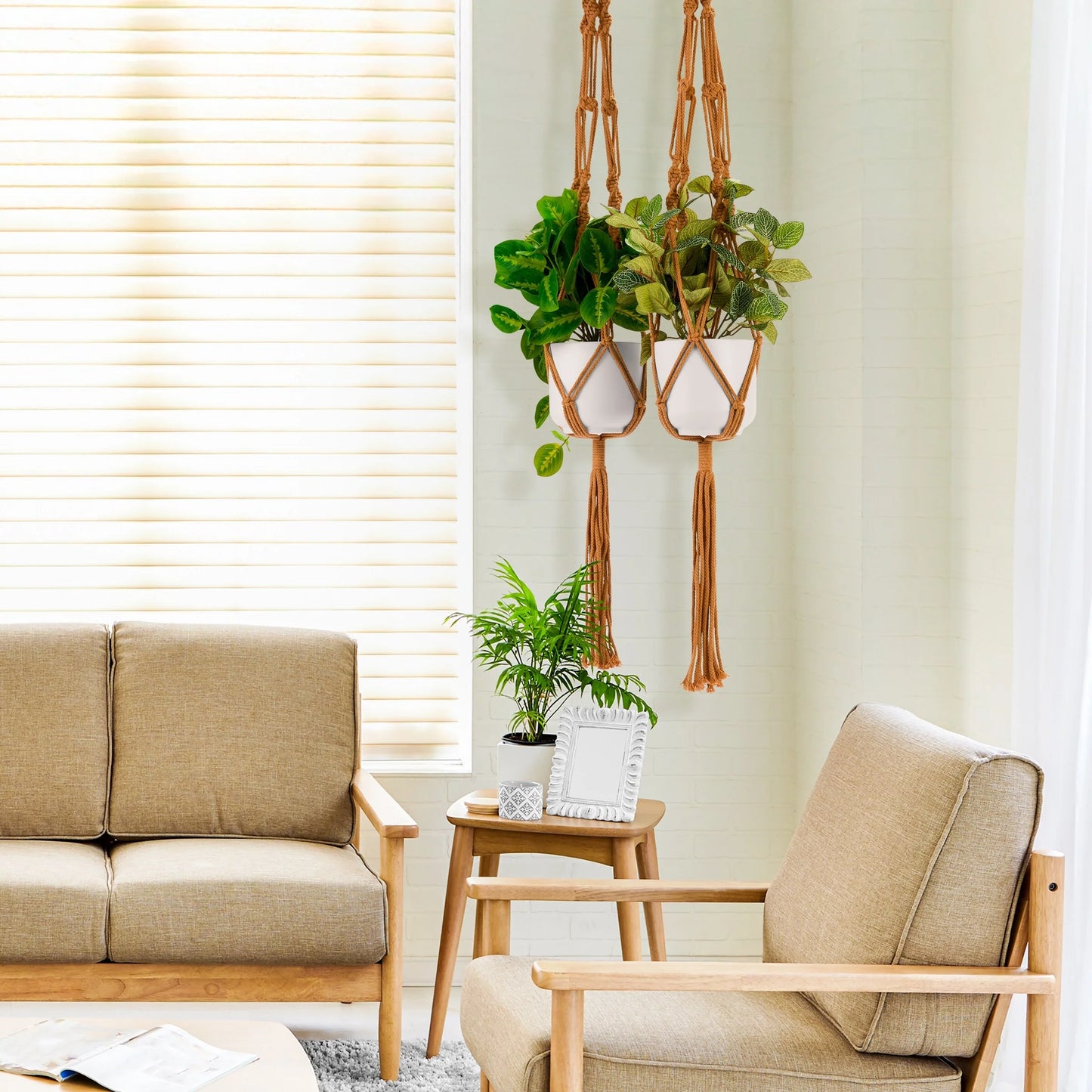 Macrame Plant Hanger (4, 6, 8 Pack) Indoor Outdoor Hanging Plant Pots Cotton Rope, Elegant for Home, Patio, Garden