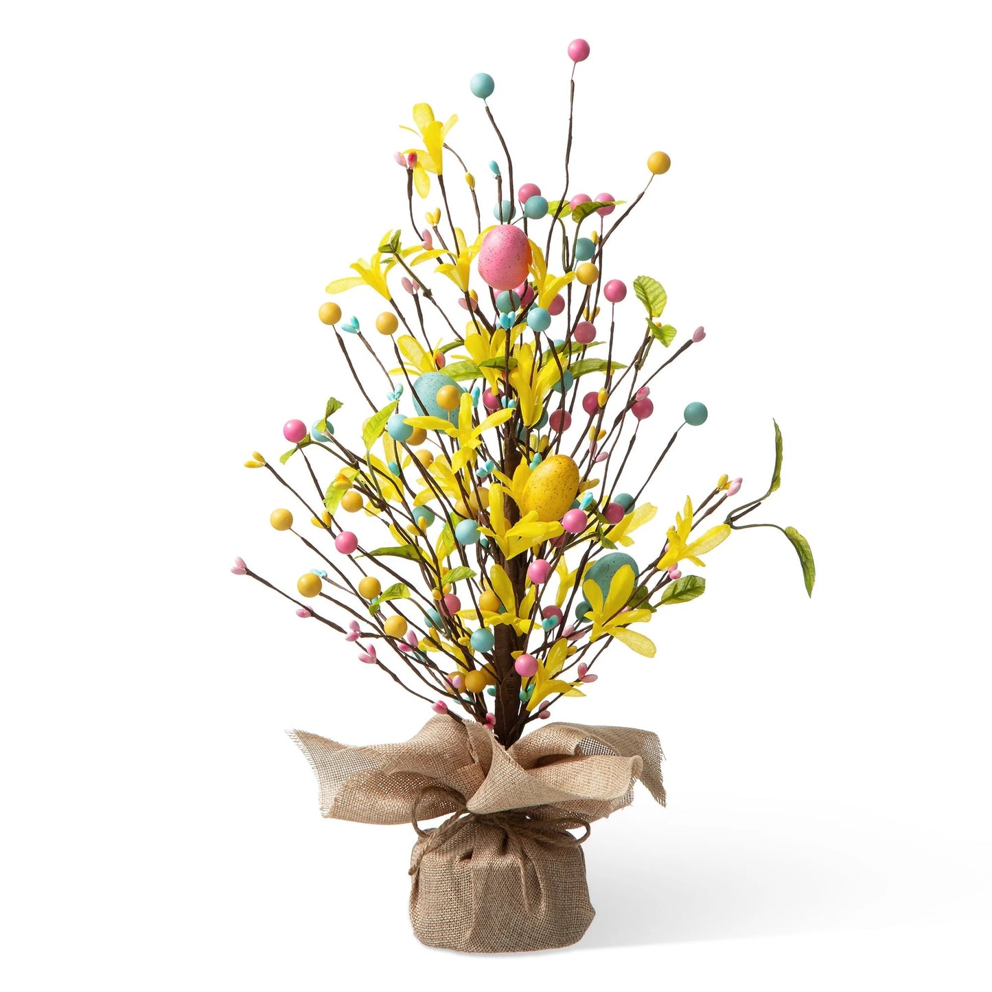 Glitzhome 18"H Easter Eggs Blossom Table Tree Spring Artificial Plants Centerpieces