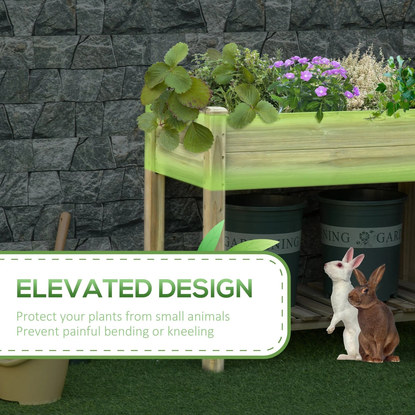 Outsunny 36" x 20" x 30" Raised Garden Bed with Legs and Shelf, Elevated Wood Planter Box, Gardening Standing Growing Bed