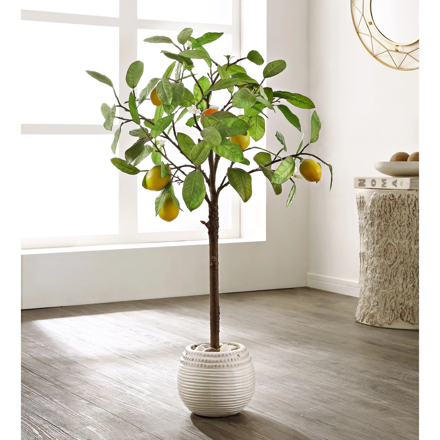 SAFAVIEH Faux Lemon Potted Tree - Pot: White - 21"W x 20"D x 35"H