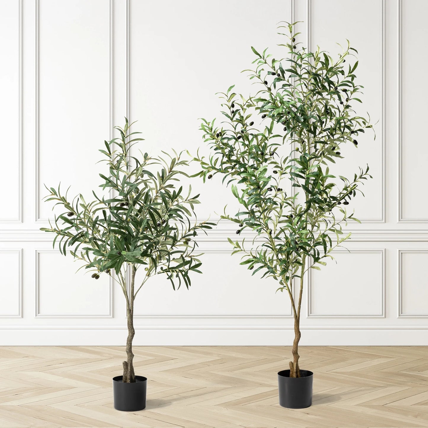 Glitzhome Real Touch Olive Artificial Tree With Black Pot