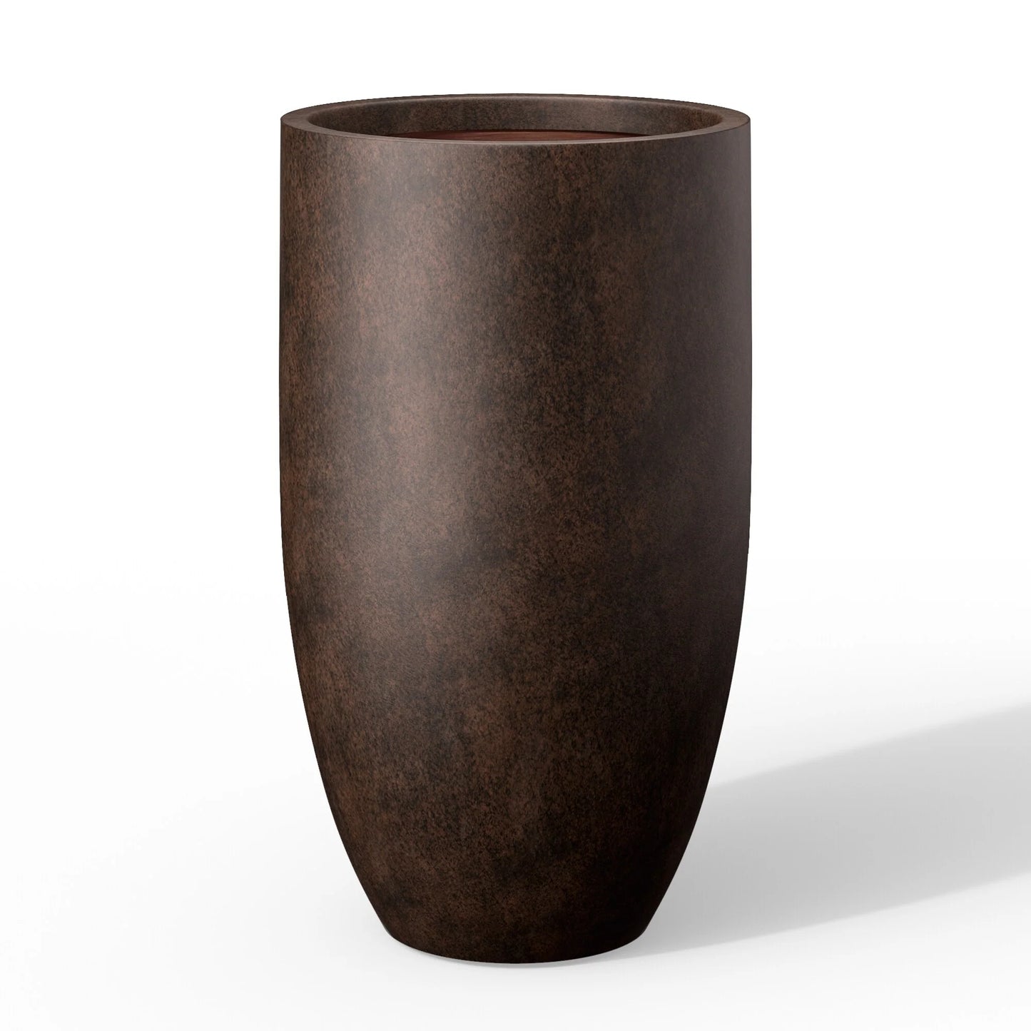 Textured Granite Gray Tall Concrete Round Plant Pots / Large Indoor and Outdoor flower Planters (13.5 Inch x 24.5 Inch)