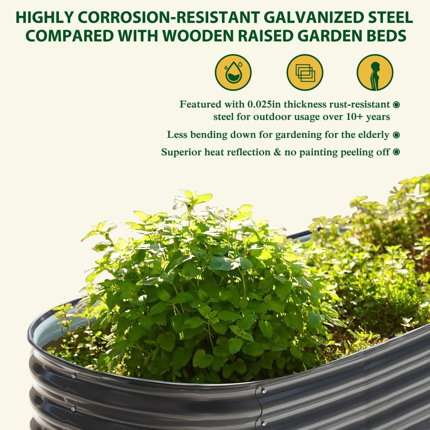 VEIKOUS 8 ft. x 2 ft. x 1 ft. Metal Galvanized Raised Garden Bed 9-in-1 Planter Box for Outdoor Gardening