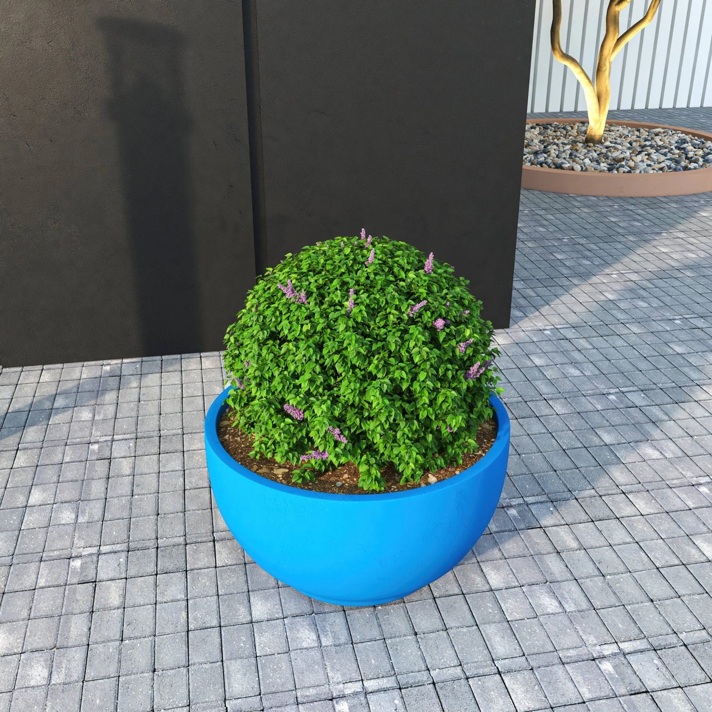 Grove Modern Round Fiberstone and MgO Clay Plant Pot with Drainage Holes for Indoor & Outdoor Home Office Yard Patio Decor