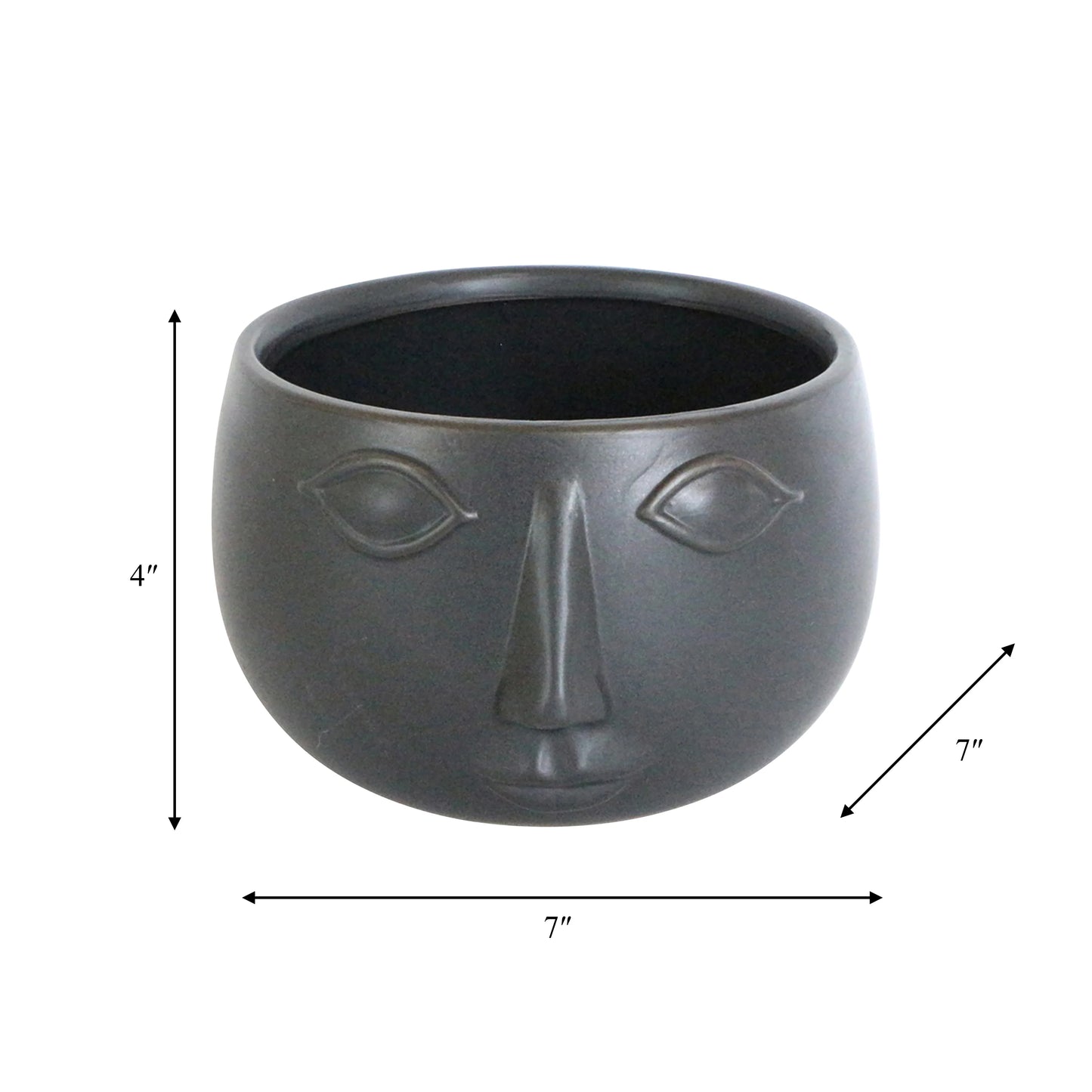 Sagebrook Home Ceramic Contemporary Face Planter - 7" x 7" x 4"