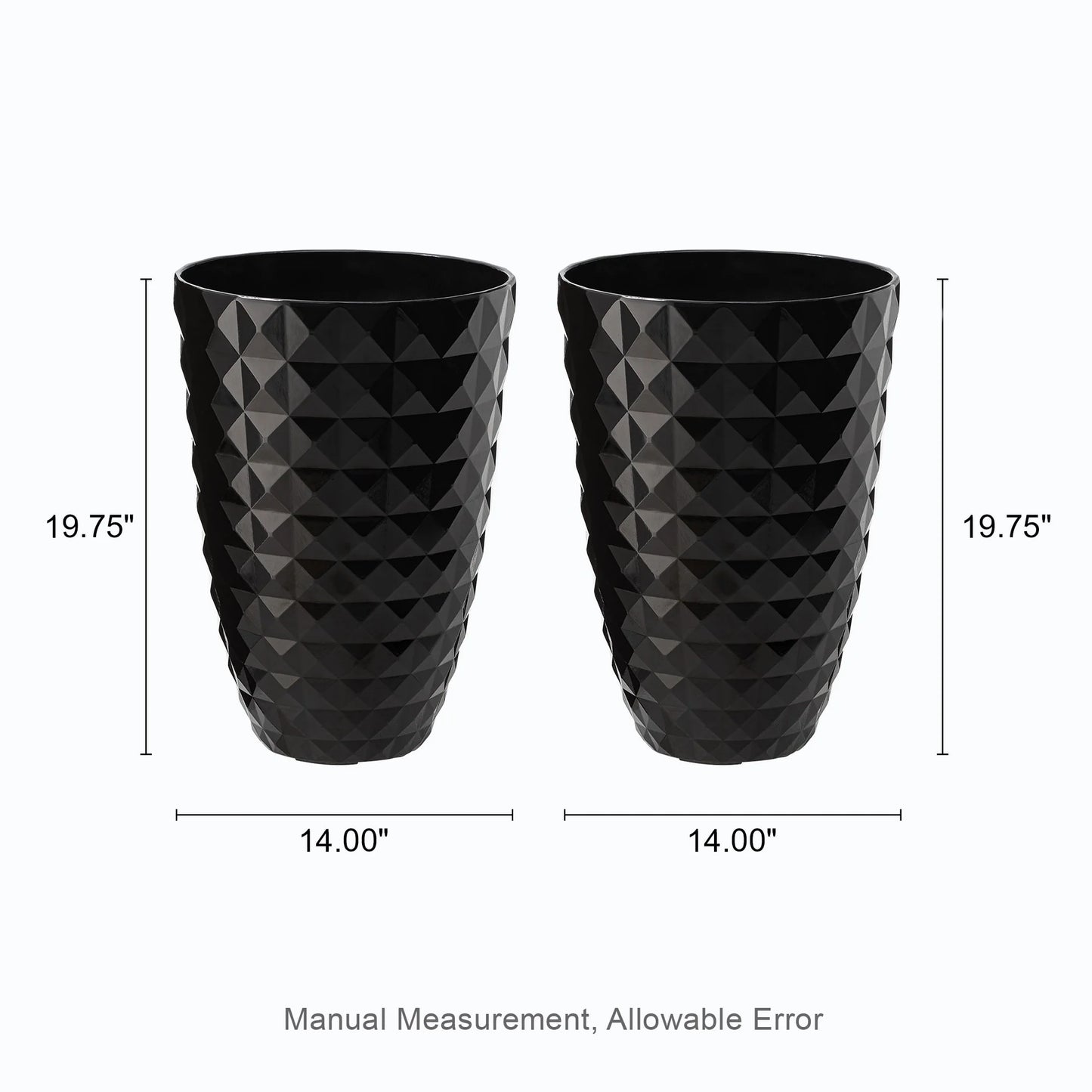 Glitzhome 19.75" H Eco-Friendly Oversized Faux Ceramic Diamond Textured Tall Planter Porch Flowerpot (Set of 2)
