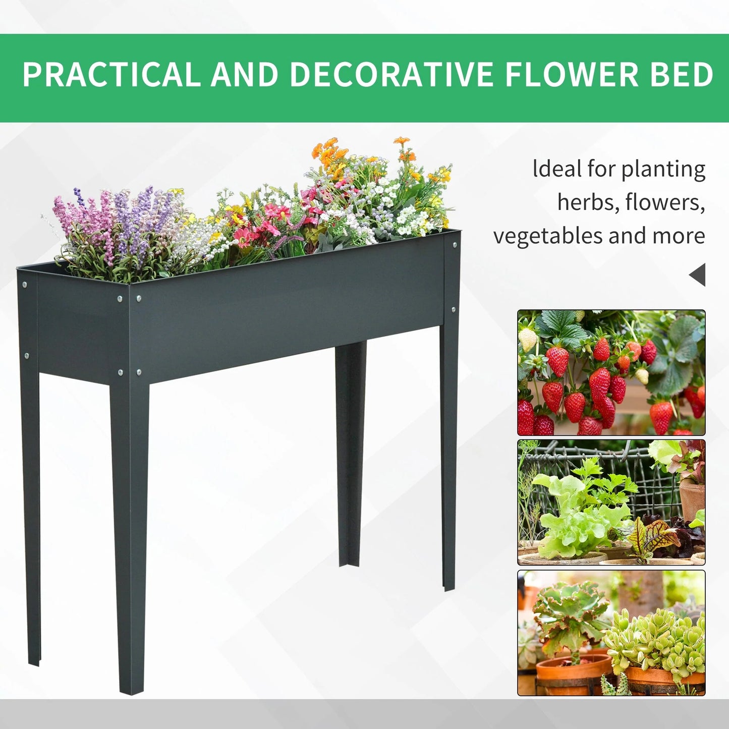 Outsunny Long Raised Garden Bed Outdoor Planter Box