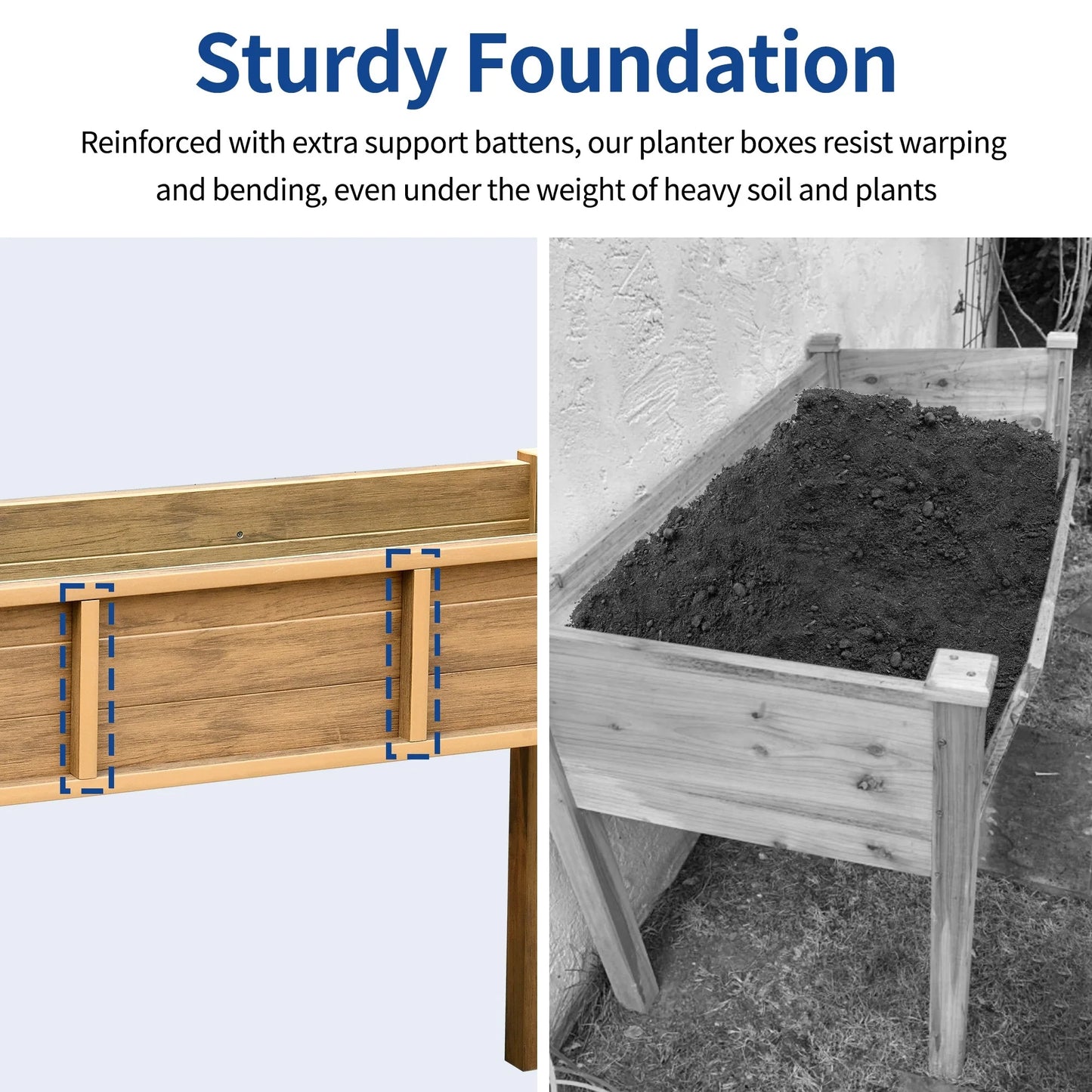 Moasis Poly Wood Raised Garden Bed Planter Box Stand for Backyard Patio Balcony