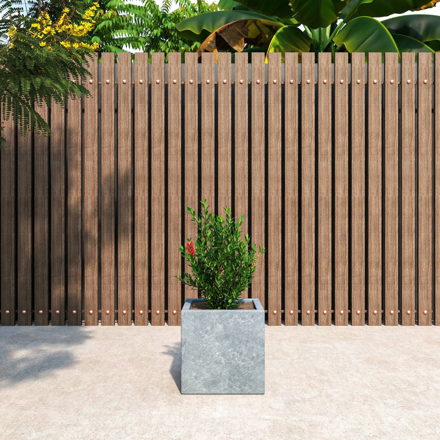 Fern Modern Square Fiberstone and MGO Clay Planter with Drainage for Indoor & Outdoor Home Office Patio Yard Decor