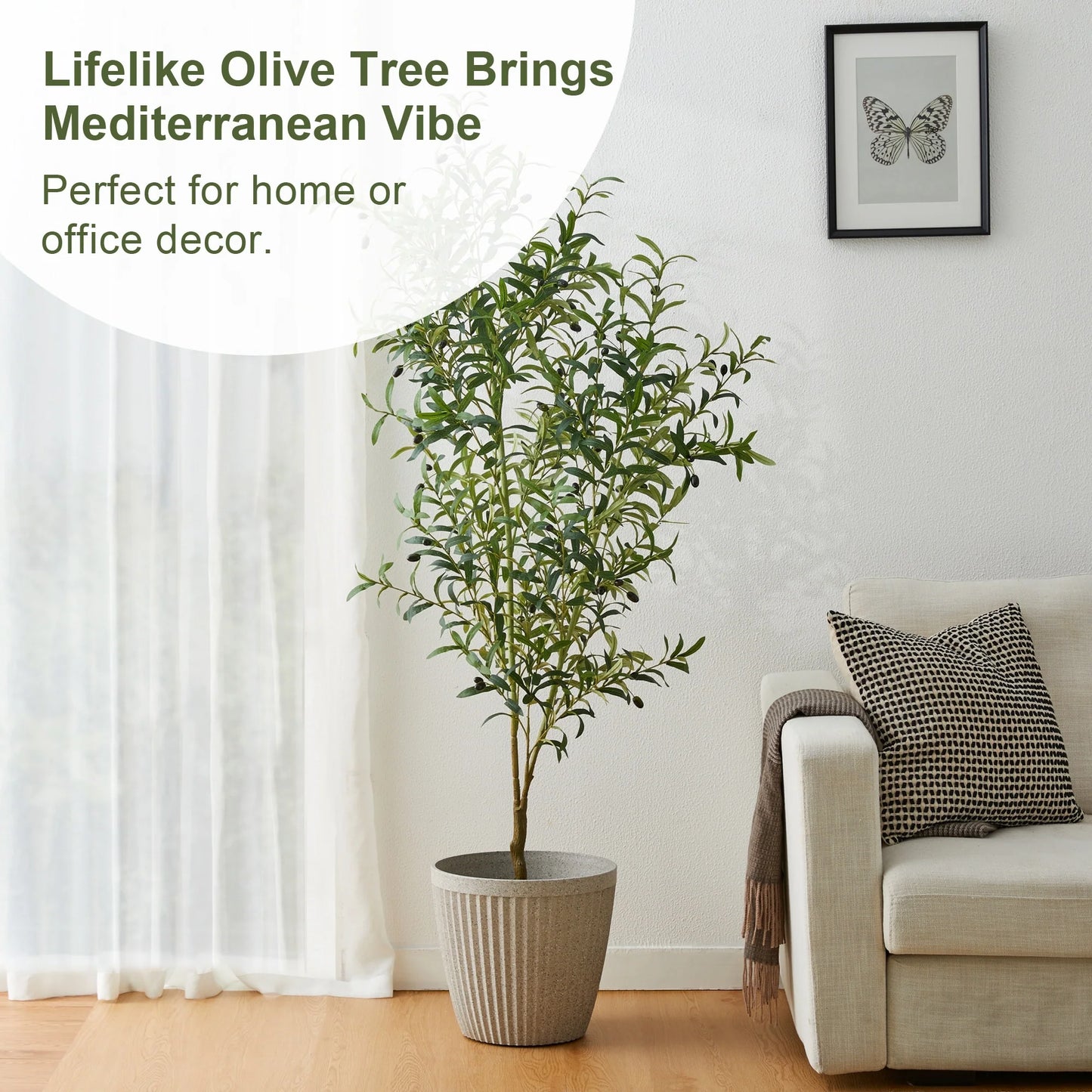Glitzhome Real Touch Olive Artificial Tree With Black Pot