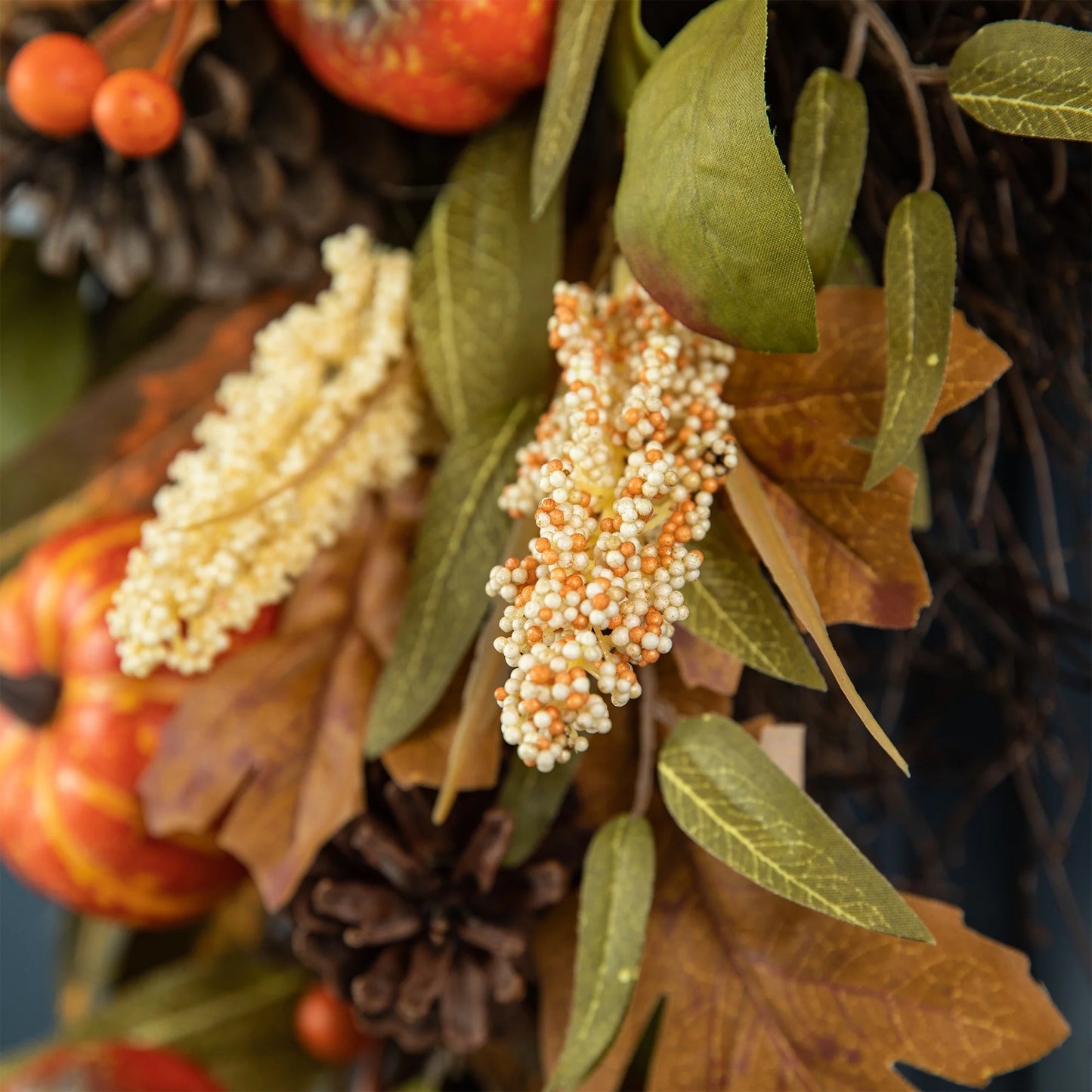 Glitzhome 26"H Fall Sunflower Pumpkin Lotus Leaf Teardrop Swag for Thanksgiving