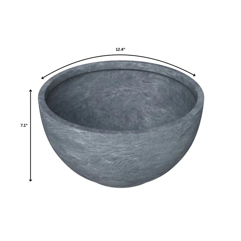Grove Modern Round Fiberstone and MgO Clay Plant Pot with Drainage Holes for Indoor & Outdoor Home Office Yard Patio Decor