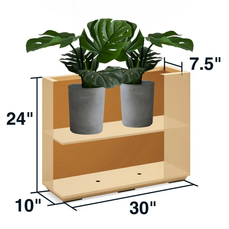 Metallic Heavy Planter for Outdoor Plants, 24.02" H x 30" W x 9.84" D	Tall and Long Metal Divider Planter Box