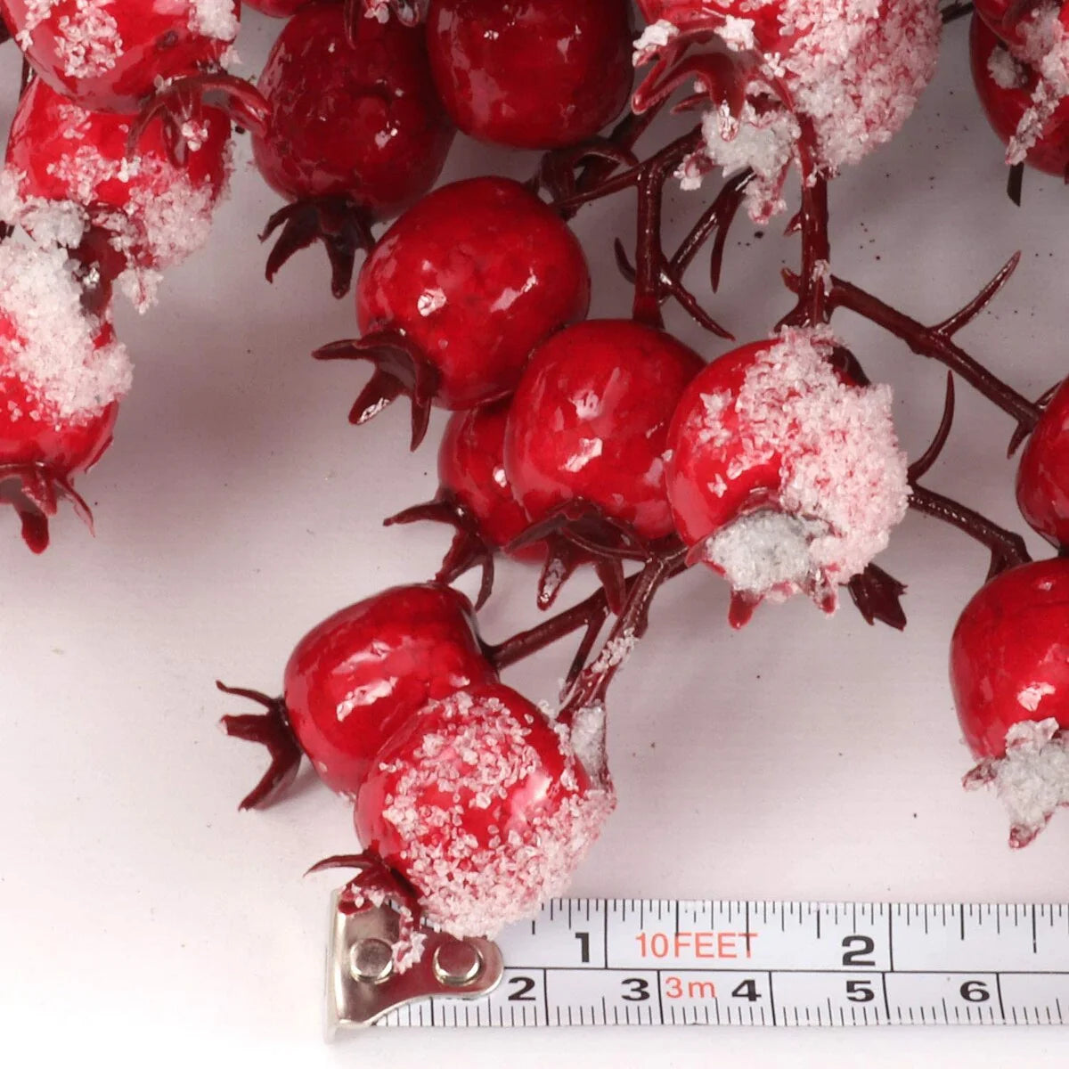 22" Red Frosted Berry Wreath | Iced Hawthorn Twig Door Décor
