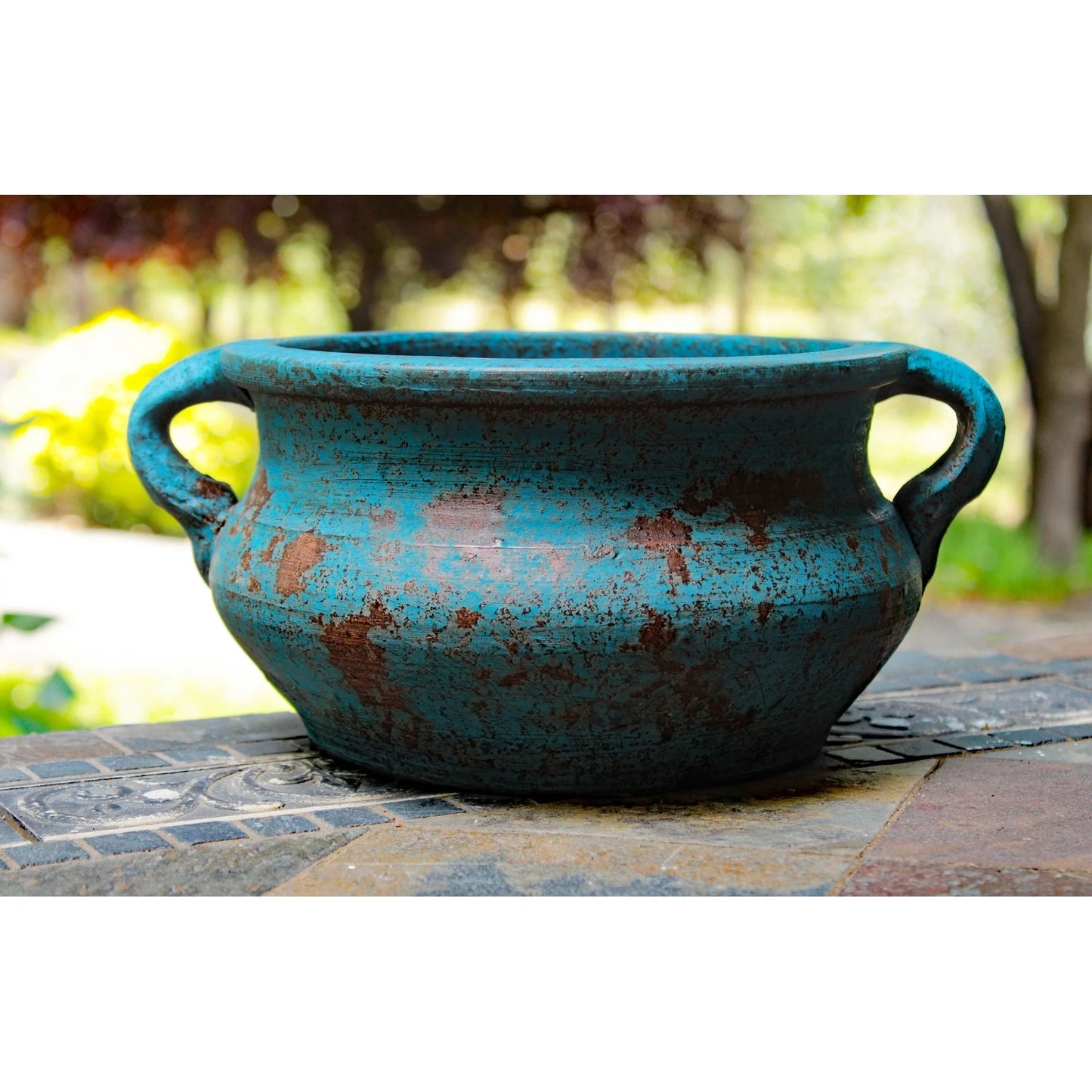 Egyptian Era Terracotta Planter in Blue,Green, Red, Purple in 2 sizes